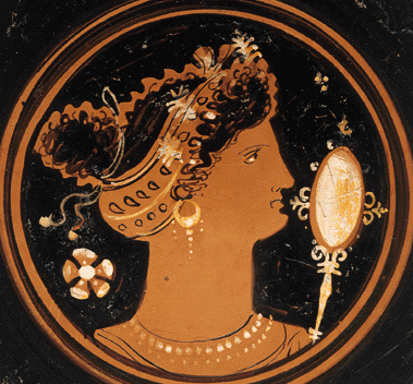 женщина и зеркало, гравюра 4-ого века, филадельфийский музей, фото